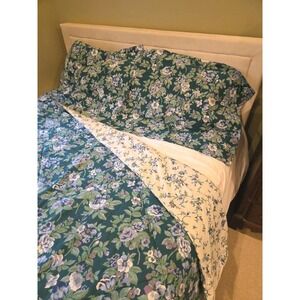 Vtg 90s Primrose Violet Green Floral Martex "Like" Bramble Comforter Sham Set